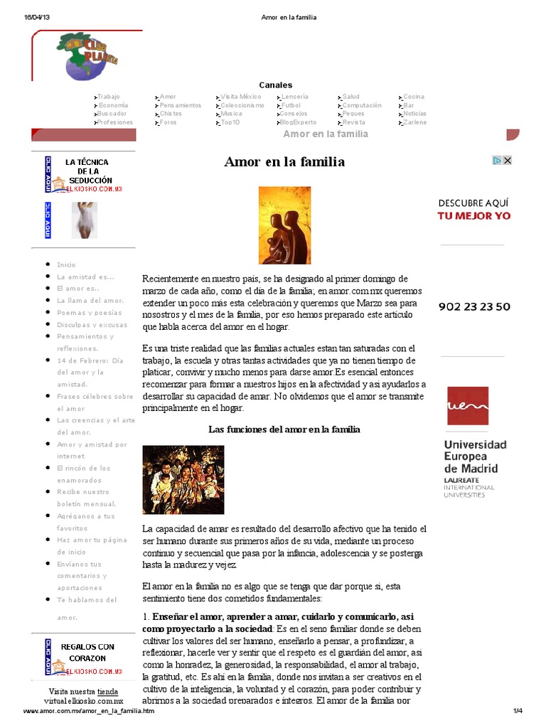 Amor y convivencia familiar esencial | PDF | Infancia | Amor