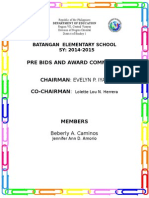 Pre Bids and Award Committee: Batangan Elementary School SY: 2014-2015