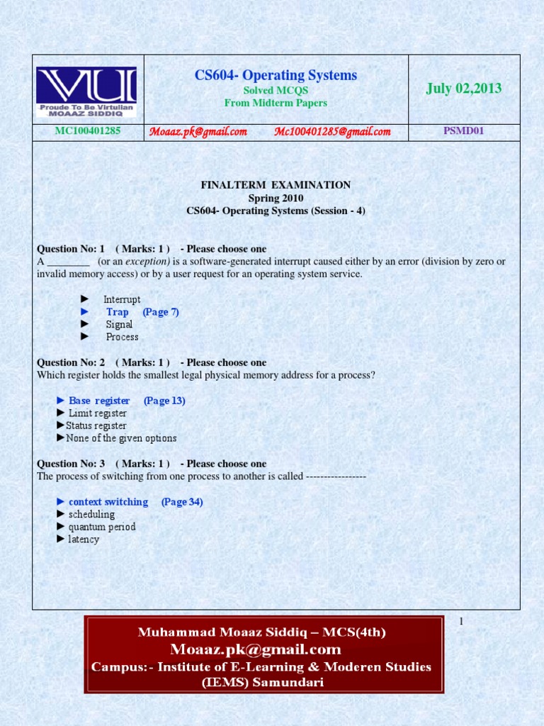 Cs604 midterm solved papers by moaaz