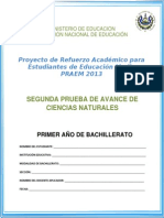Segunda Prueba de Avance Ciencias Naturales Primer Ao de Bachillerato Praem 2013