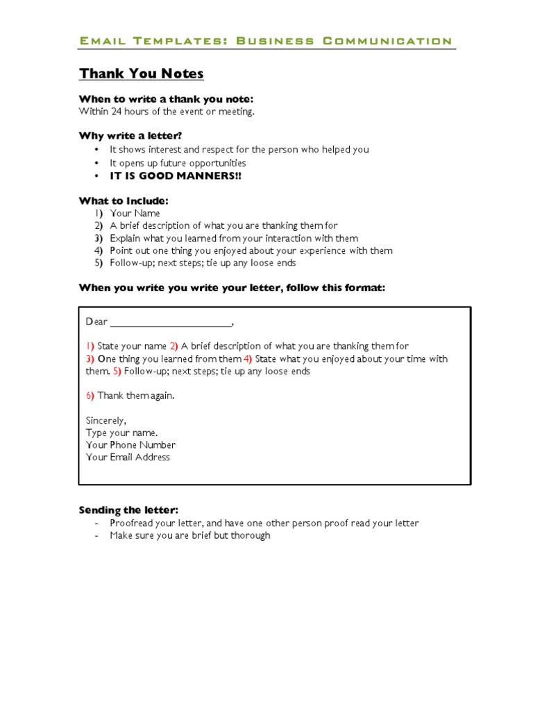 thank you email template