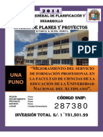 PIP Mejoramiento Del Servicio de Formacion Profesional en La Facultad de Ciencias de La Educacion de La Universidad Nacional Del Altiplano