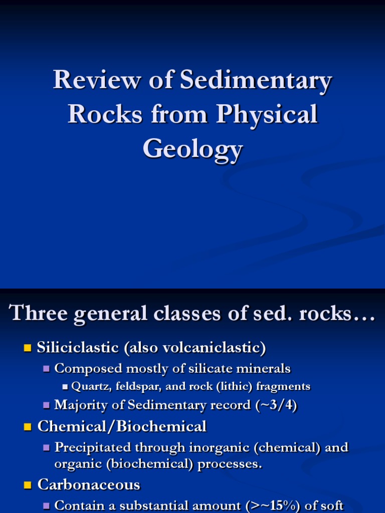 Review of Sedimentary Rocks From Physical Geology | PDF | Science ...