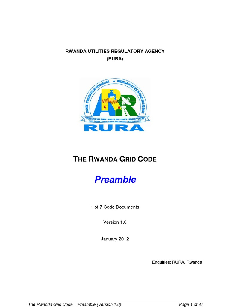 Rwanda Grid Code Preamble Overview | PDF | Electrical Grid | Electric ...