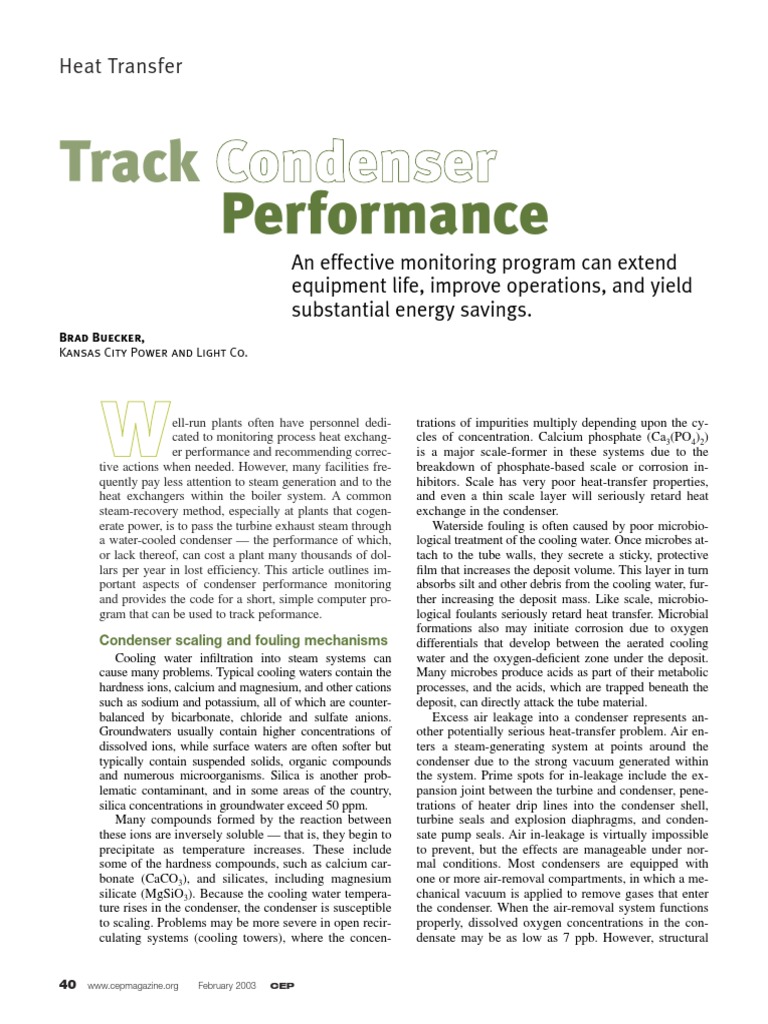 AIChECondenser Performance Monitoring 020340 PDF Heat Exchanger