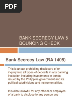 Bouncing Check Bank Secrecy Law Deposit Account Banks