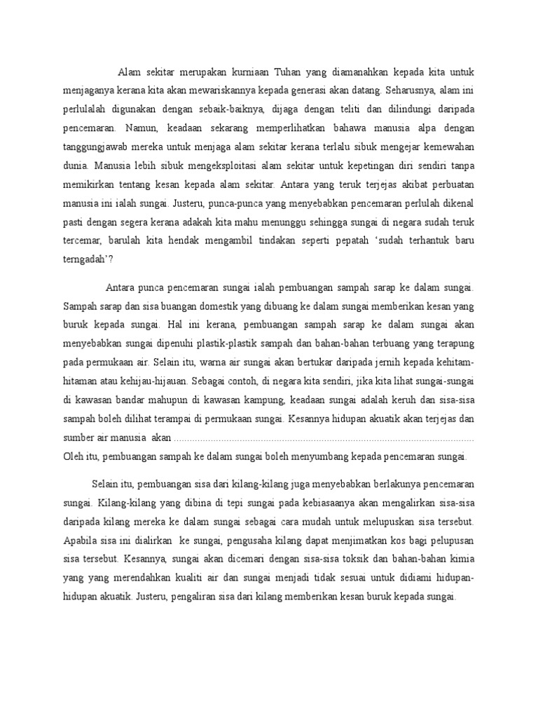 Pencemaran Alam Sekitar Worksheet