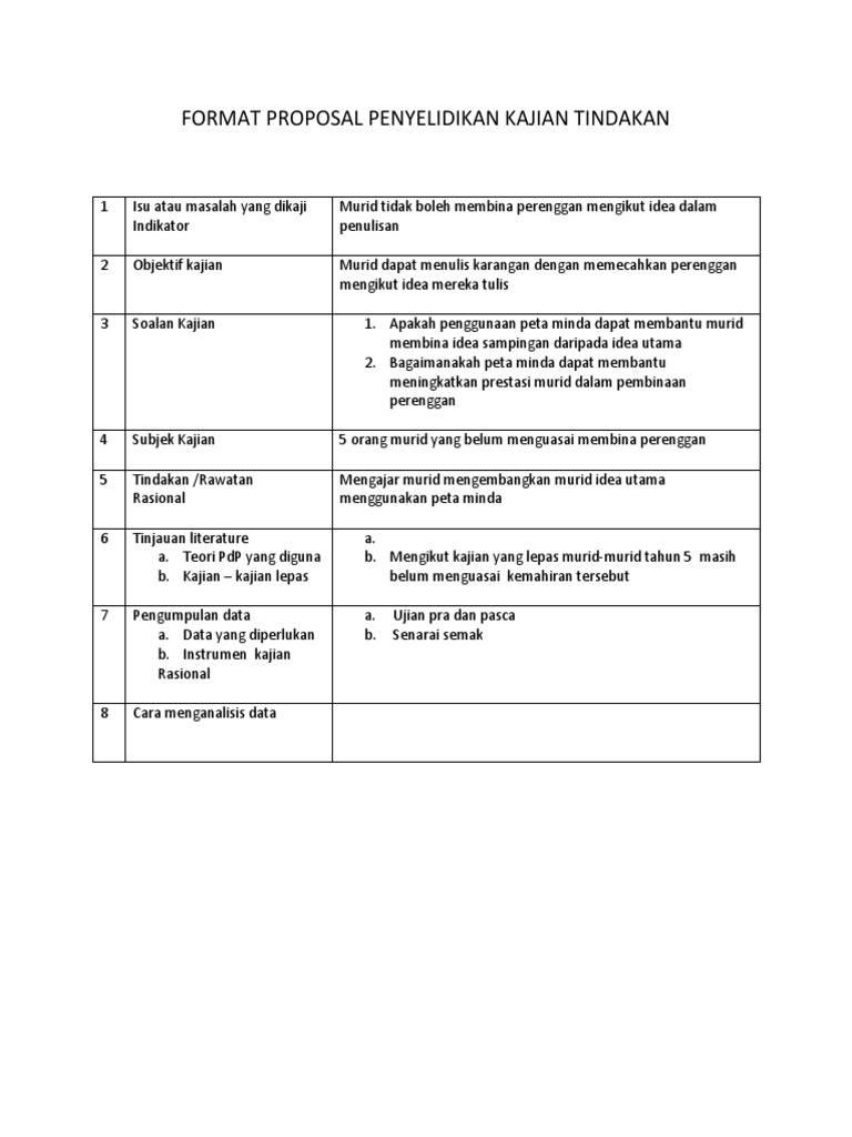 Format Proposal Penyelidikan Kajian Tindakan Pdf