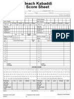 Beach Kabaddi Score Sheet