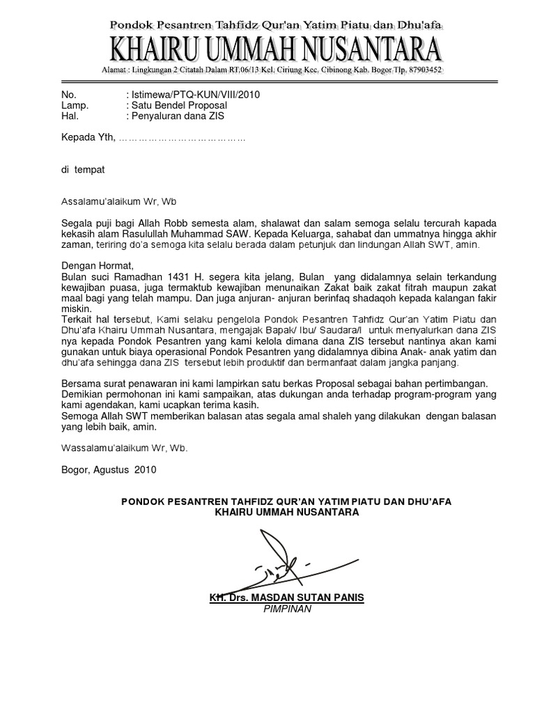 Contoh Surat Pernyataan Zakat Simak Gambar Berikut