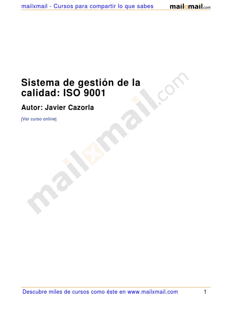 Curso sobre ISO 9001 y gestión de calidad | PDF | Gestión de la calidad ...