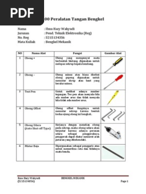 100 Peralatan Tangan Bengkel Pdf