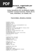 Vocabulario, Organizado Por Categorías | PDF