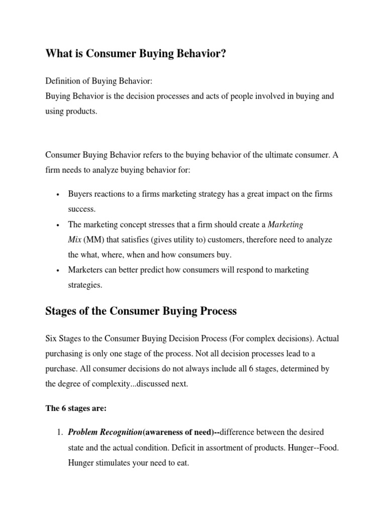 Understanding Consumer Buying Behavior | PDF | Behavior | Marketing