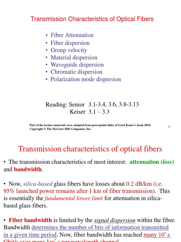 7 - Fiber Attenuation and Dispersion | PDF | Dispersion (Optics ...