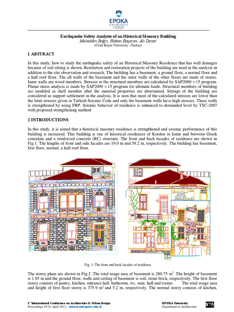 Earthquake of Historical Masonry Buildings | PDF