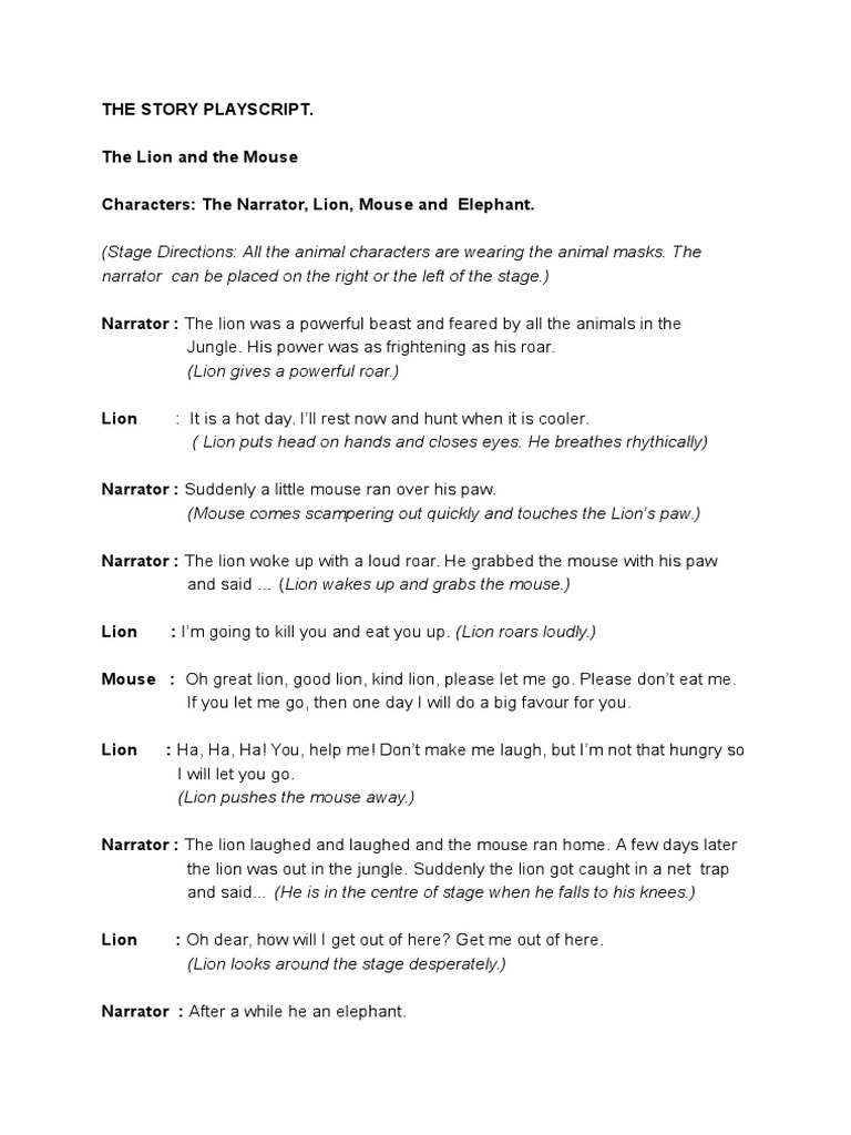 The Lion and the Mouse Play Script | PDF