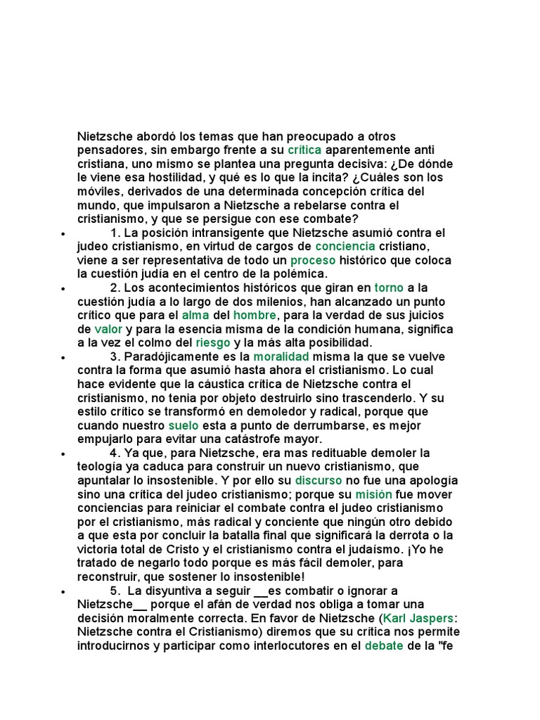 Nietzsche Abordó Los Temas PDF Friedrich