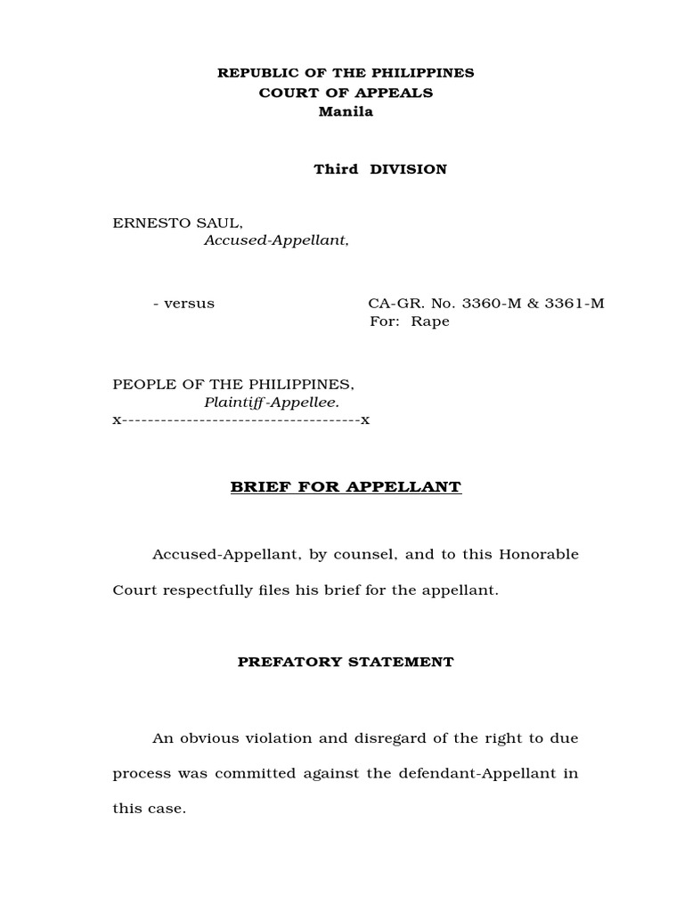 Appellant Brief for Ernesto Saul Case | PDF | Burden Of Proof (Law ...