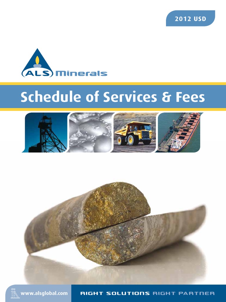 ALS Minerals Services Schedule USD 2012 | Metallurgical Assay | Gold