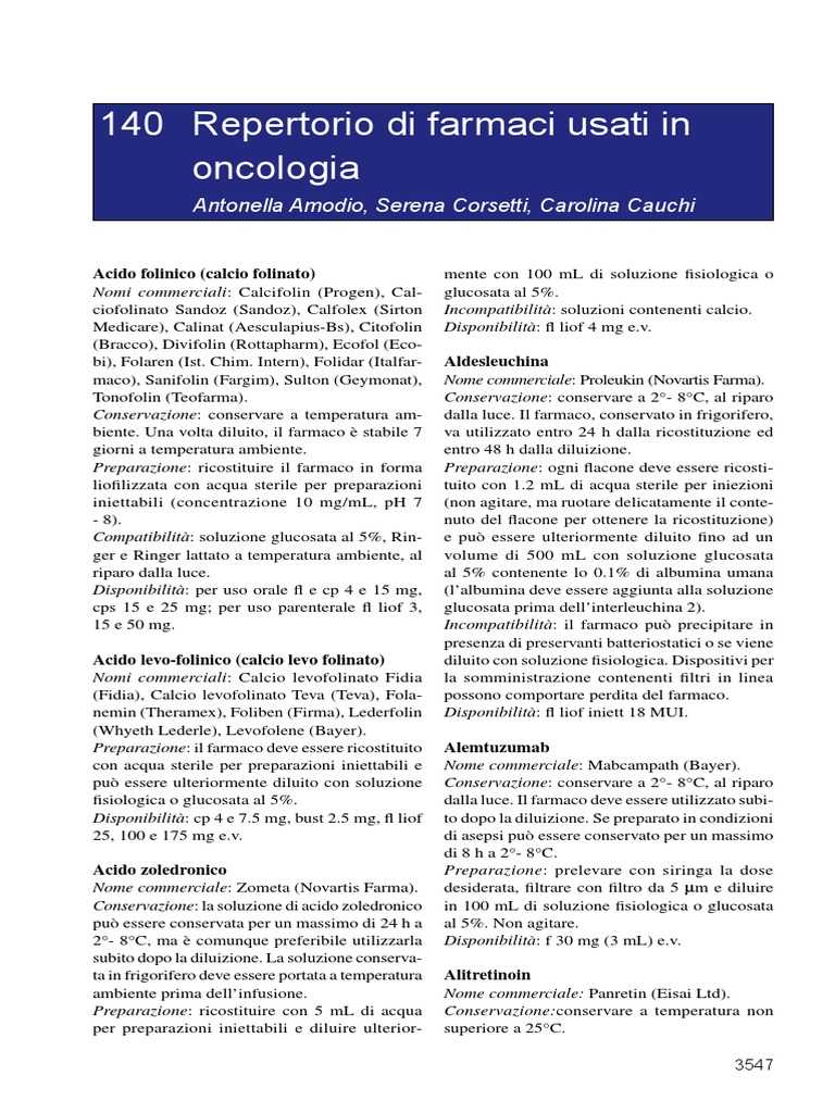 Repertorio Di Farmaci Usati in | PDF