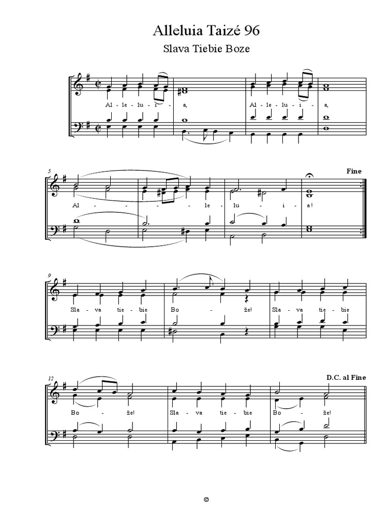 Alleluia Slava Tiebie Boze Taize 96 Pdf