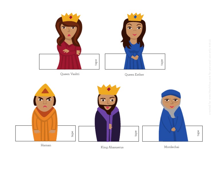 Purim Finger Puppets Full Color Printable PDF