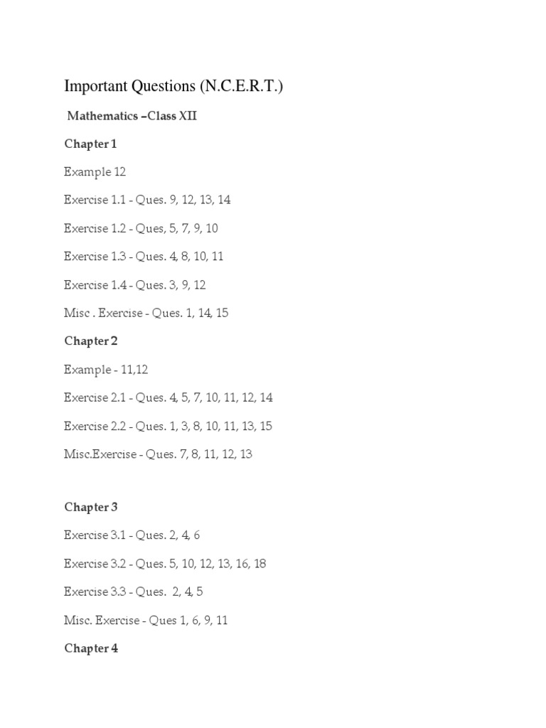 Class 12 Maths Important Questions | PDF | Teaching Methods & Materials