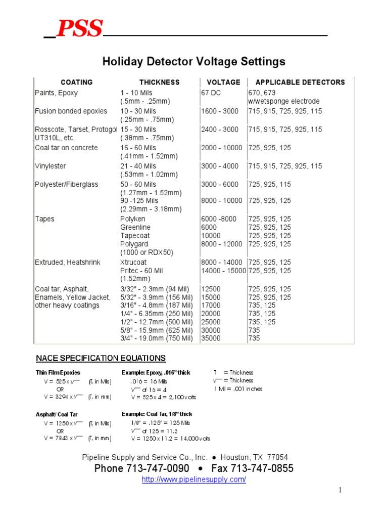 Holiday Detector Voltage Settings Guide | PDF | Technology & Engineering