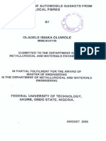 Development of Automobile Gaskets From Local Fibres by Oladele Isiaka Oluwole M. Eng August 2006 - 3