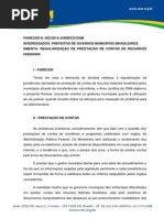 Parecer 003-2013 Regularização de Prestação de Contas de Recursos Federais