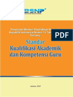 Permen No. 16 Tent Standar Kualifikasi Akademik Dan Kompetensi Guru PDF