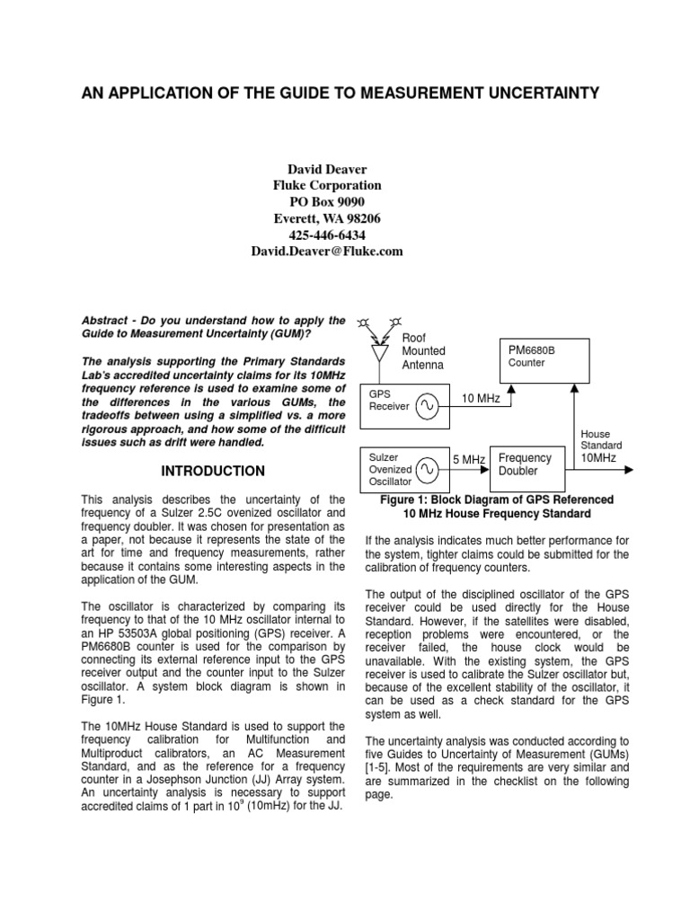 Guide to Measurement Uncertainty Uncertainty Global Positioning System