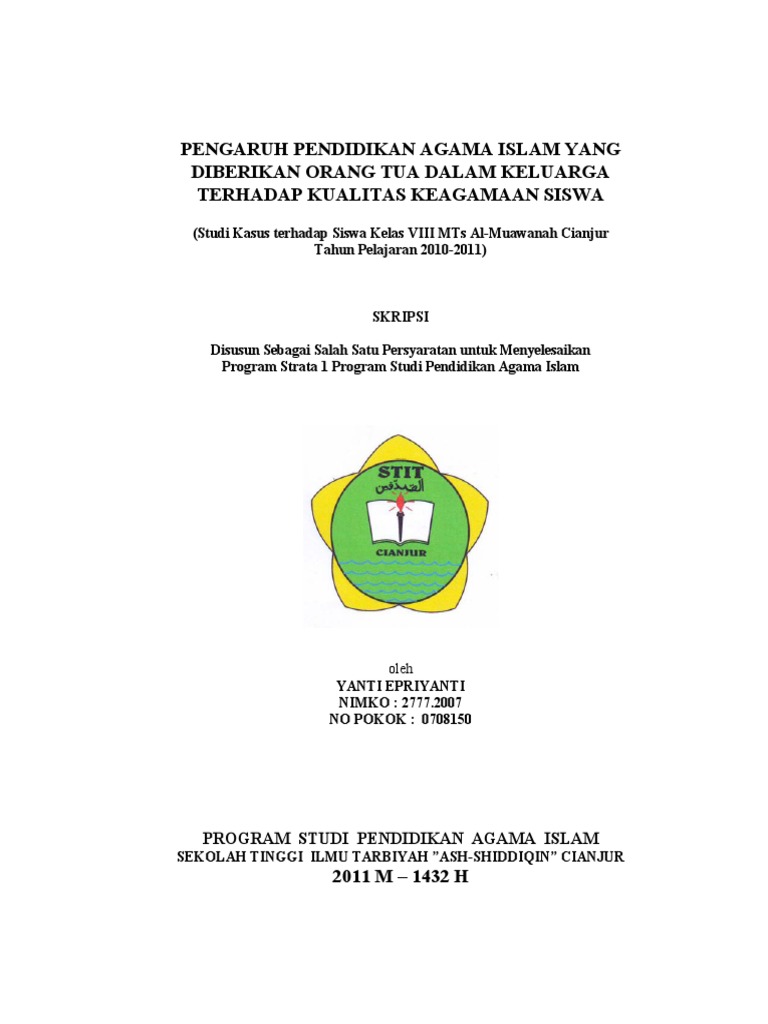 Pengaruh Pendidikan Agama Islam Yang Diberikan Orang Tua Pengaruh Pendidikan Agama Islam Yang Diberikan Orang Tua