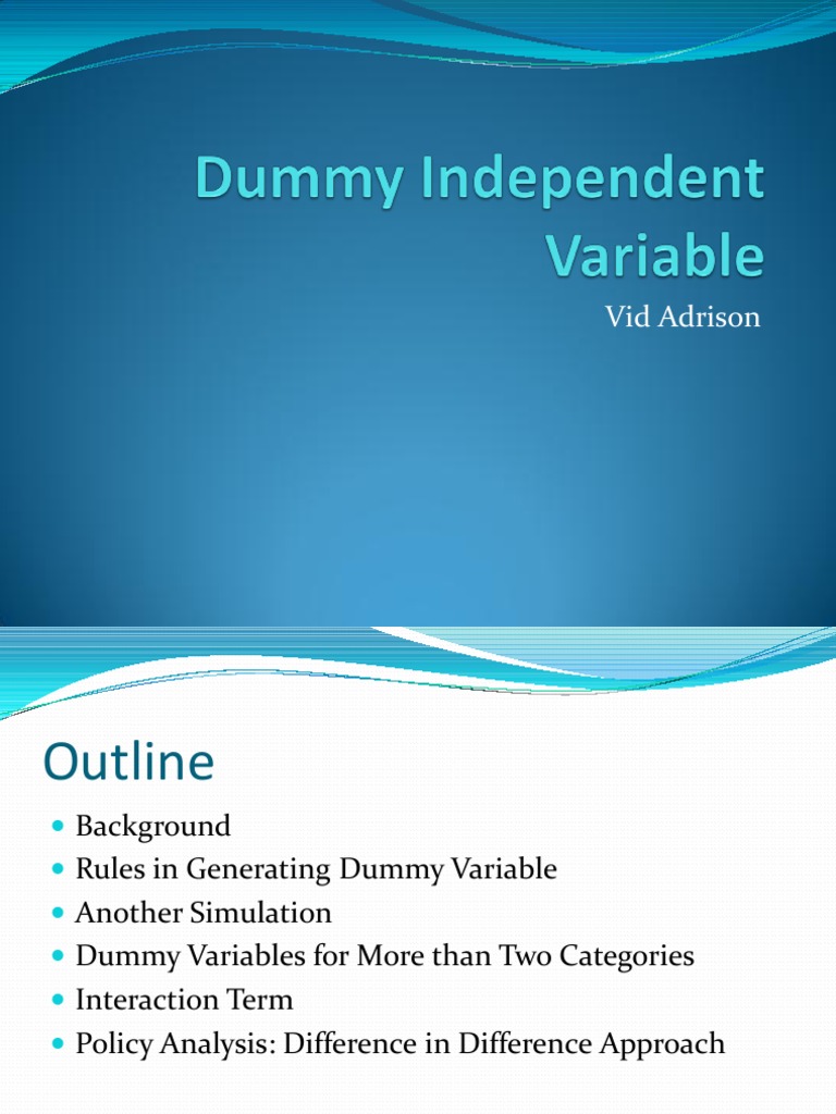 Dummy Independent Variable PDF Dummy Variable (Statistics) Regression Analysis