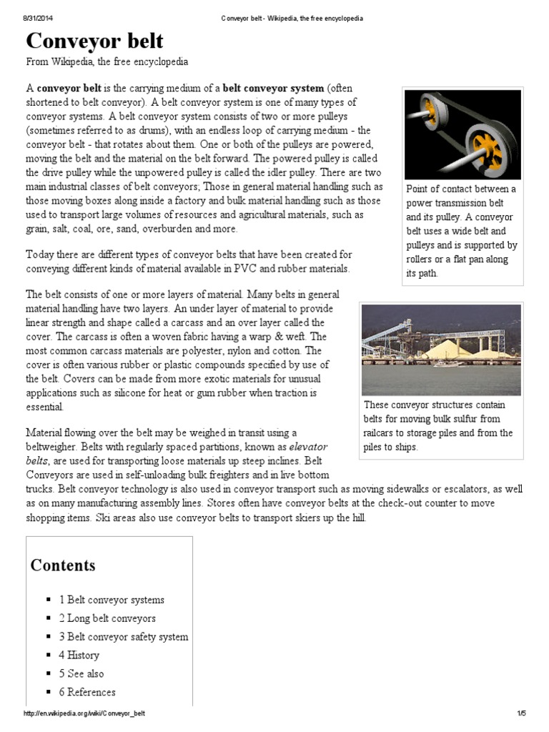 Conveyor Belt Wikipedia, The Free Encyclopedia PDF Industries