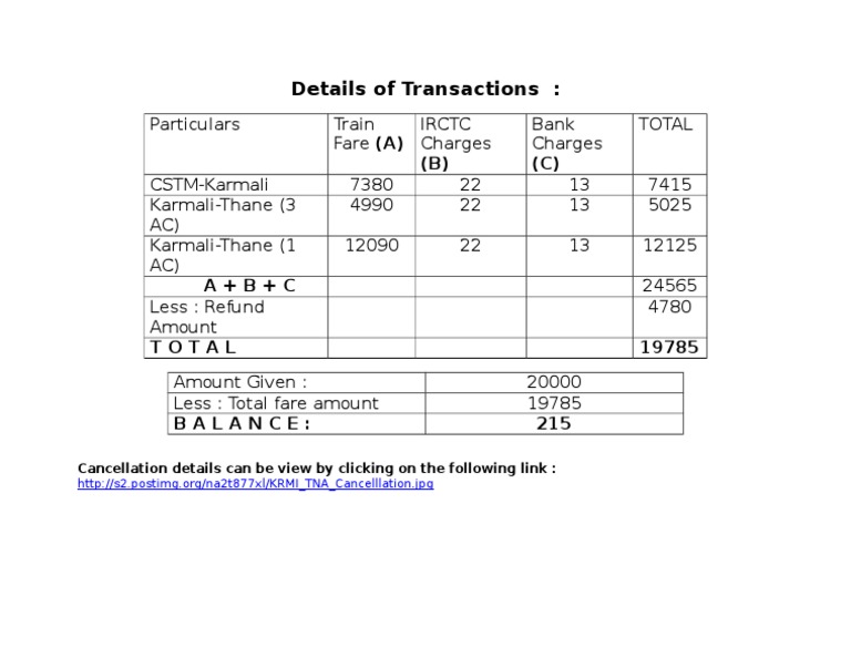 Details of Transactions | PDF