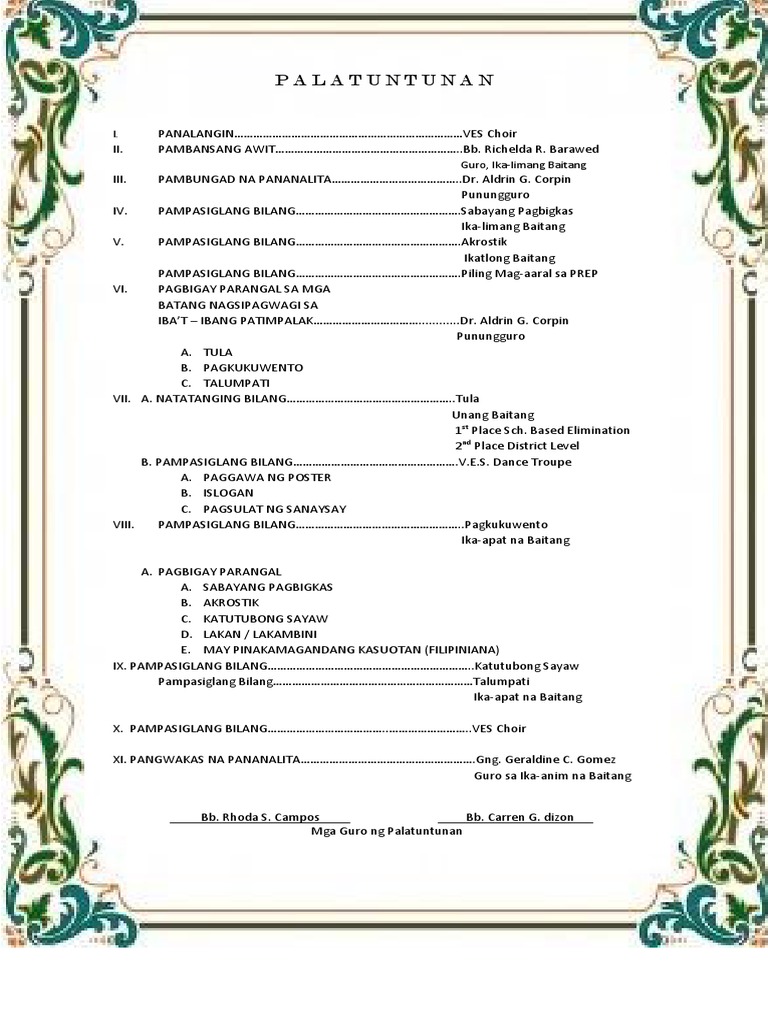 Palatuntunan Culminating | PDF