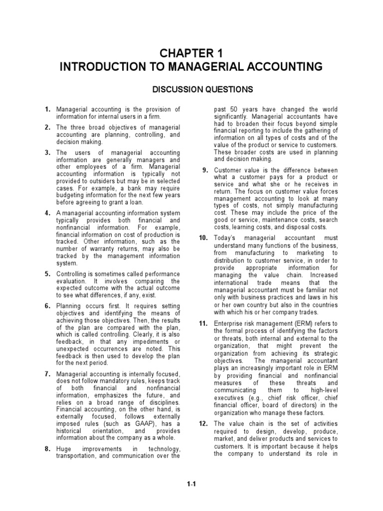 Introduction to Managerial Accounting | PDF | Management Accounting ...
