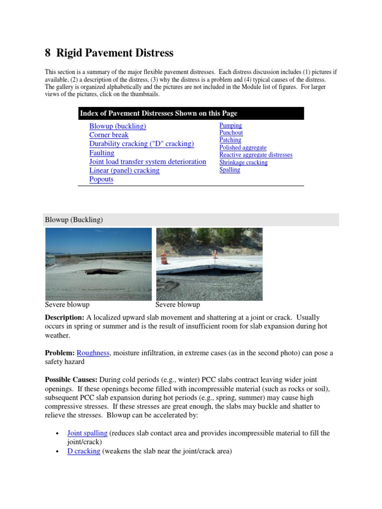 Common Rigid Pavement Distresses | PDF | Road Surface | Wear