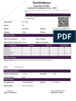 University of Delhi: Common Pre-Admission Form - 2014