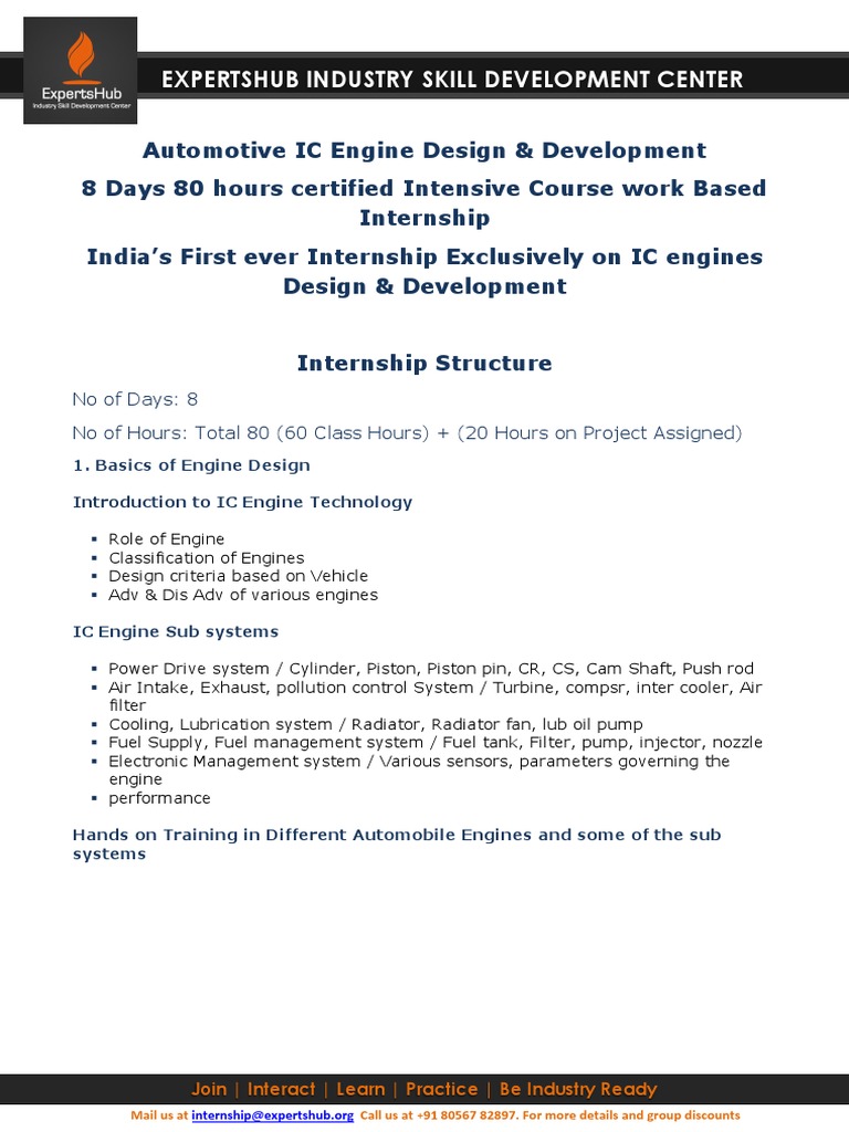 IC Engine Design Internship Program | PDF | Turbocharger | Engines