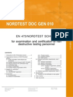 EN 473/Nordtest Scheme for NDT Personnel Certification