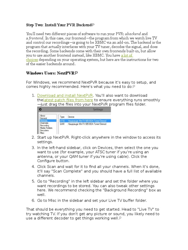 DIY PVR Setup Guide for Beginners | PDF | Codec | Software