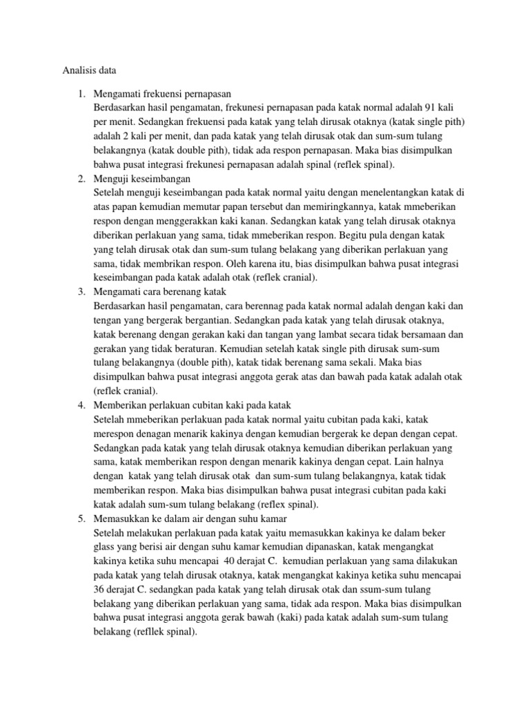 Analisis Data Sistem Saraf Katak (Fisiologi Hewan) | PDF
