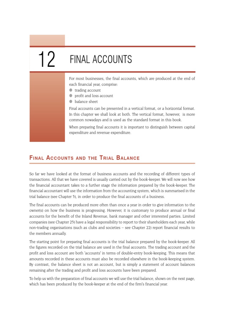 Final Accounts and Trial Balance Explained | PDF | Business