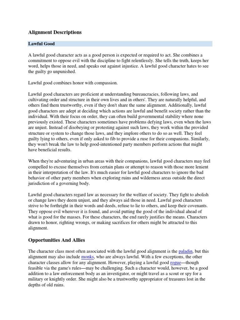 Alignment Descriptions PDF Liberty