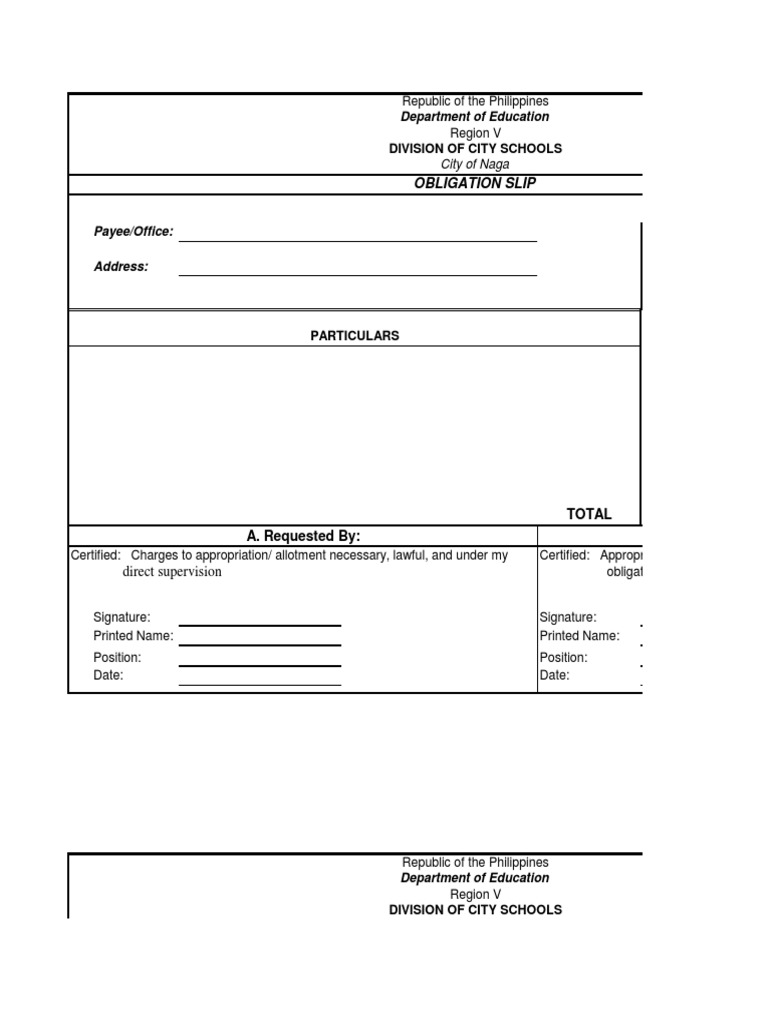 Obligation Slip | PDF | Career & Growth | Finance & Money Management