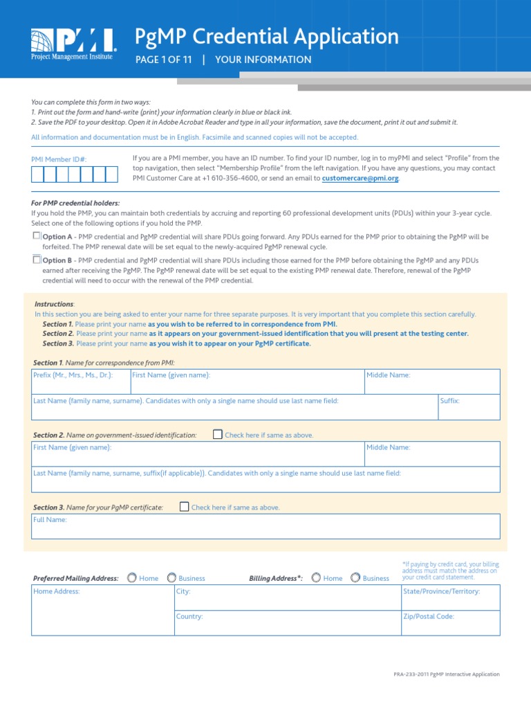 PgMP Credential Application Guide | PDF | Academic Degree | Zip Code