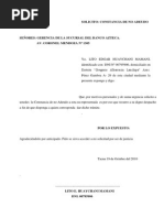 Carta Modelo de Solicitud de Minuta de Levantamiento de 